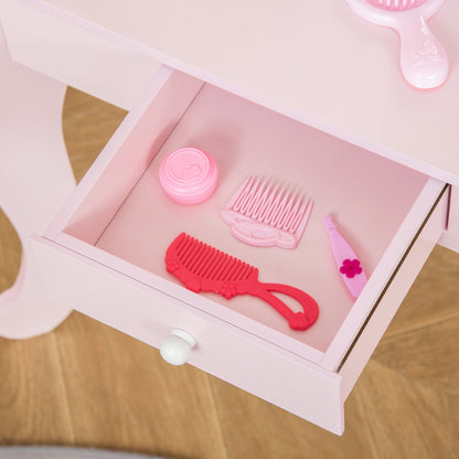 Kids Vanity Table Set with Mirror and Stool, Drawer, for 3-6 Years, Pink Toy Vanity   at Gallery Canada