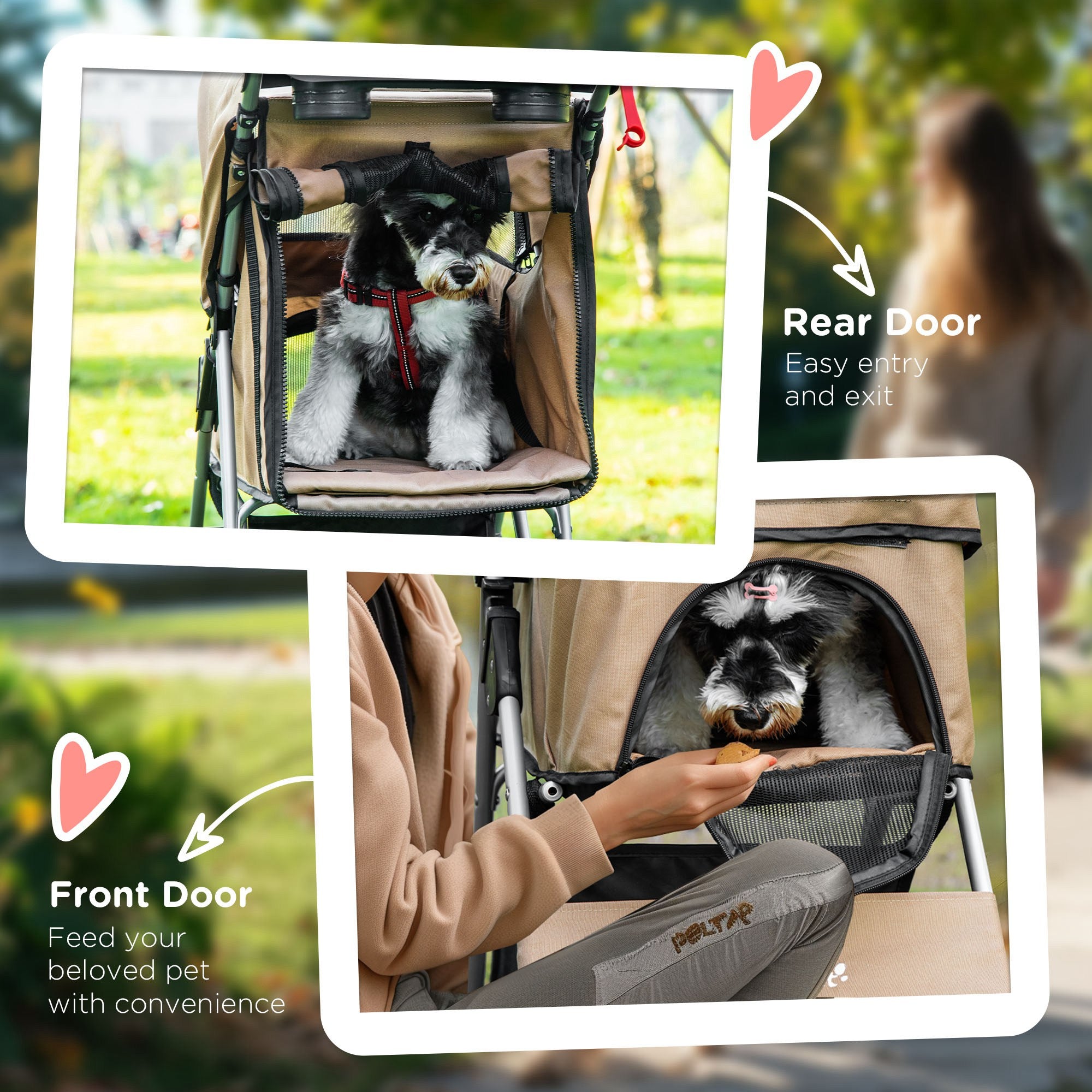 Pet Stroller Foldable Carrier for Cat, Dog and More 4 Wheels Travel Jogger with Cup Holder, Storage Basket, 360 ° swiveling front wheels, Easy Fold, Coffee Dog Bike Trailers & Strollers at Gallery Canada