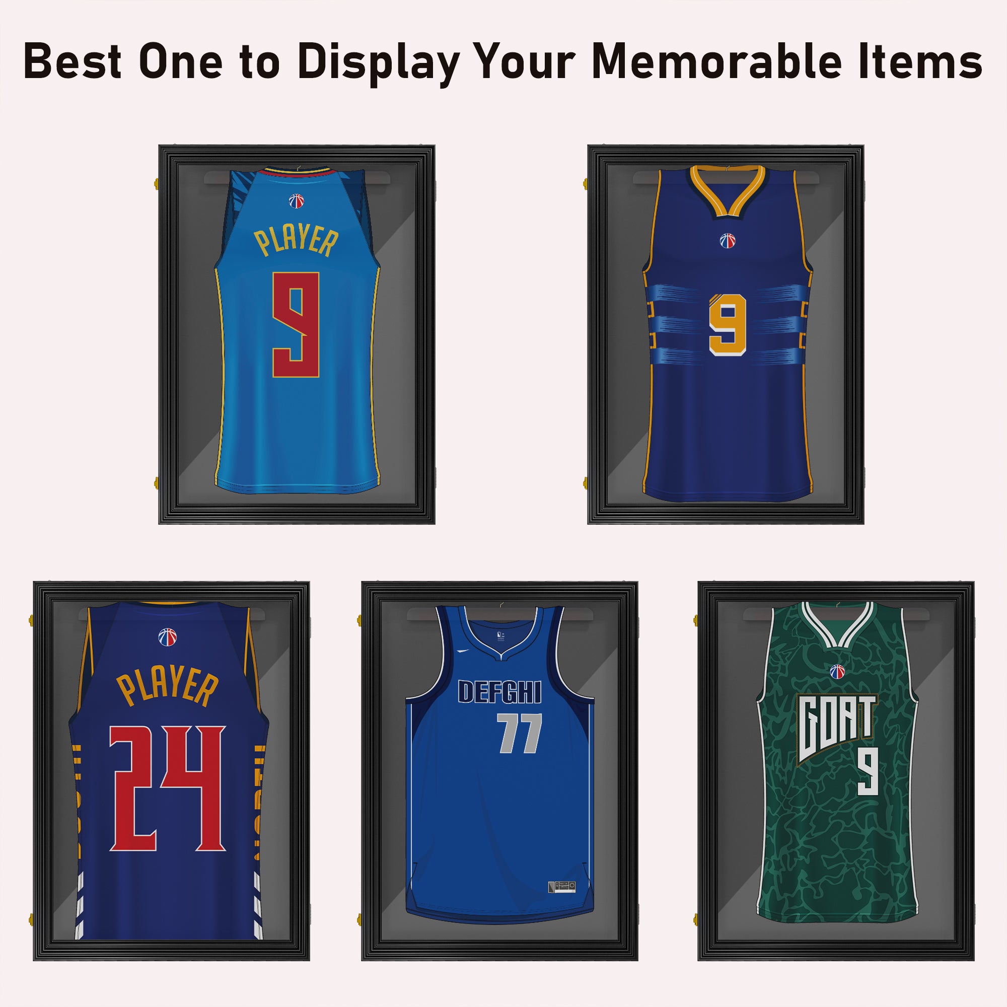 Set of 3 Jersey Display Frame Case, Acrylic Sports Shirt Shadow Box for Basketball Football Baseball, 23.5