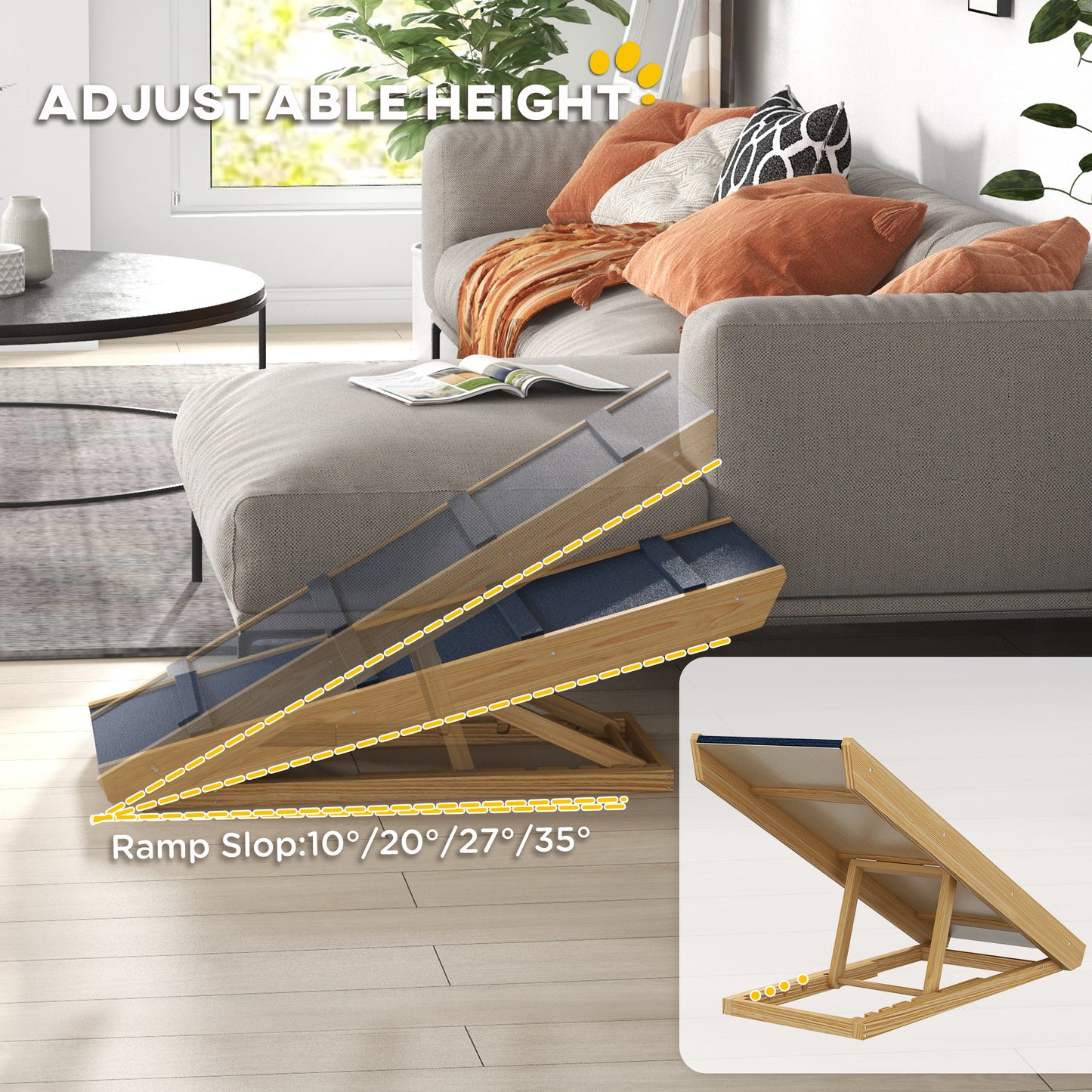 Adjustable Dog Ramp for Bed, Sofa, with Non-Slip Surface, Folding Dog Stair for Small, Medium, Large Dogs Dog Stairs   at Gallery Canada