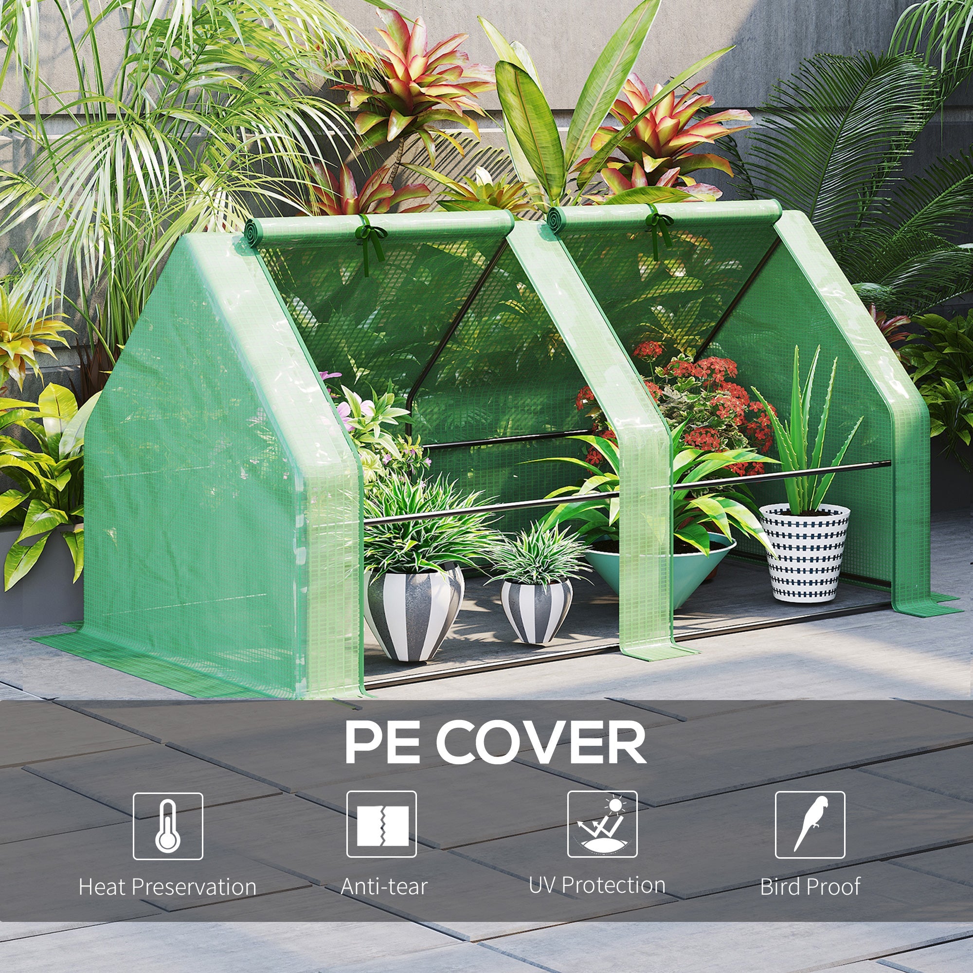 6' x 3' x 3' Portable Tunnel Greenhouse Outdoor Garden Mini with Large Zipper Doors &; Water/UV PE Cover Green Mini Greenhouses   at Gallery Canada