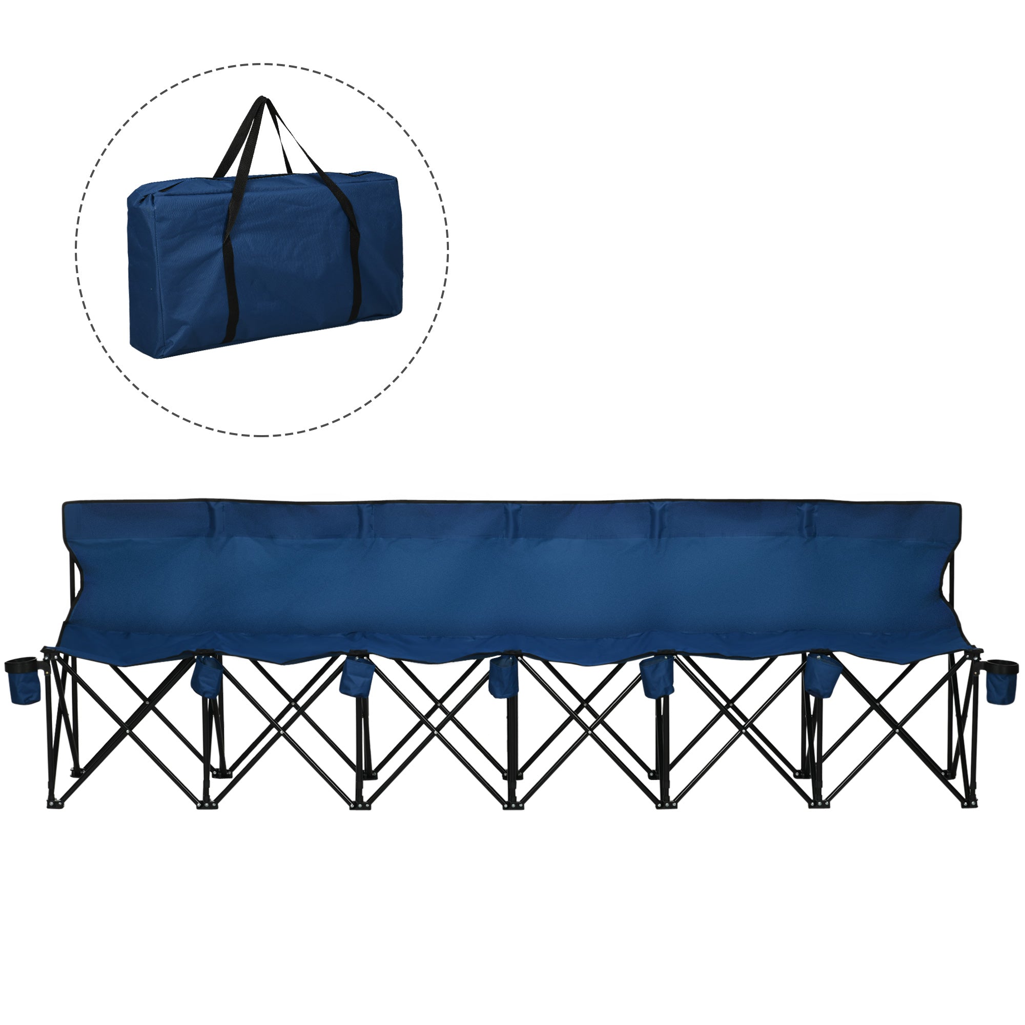 6 Seat Folding Camping Chair with Cup Holder and Carrying Case for Camping, Picnic, Sports Events, Blue Picnic Tables & Camping Chairs at Gallery Canada