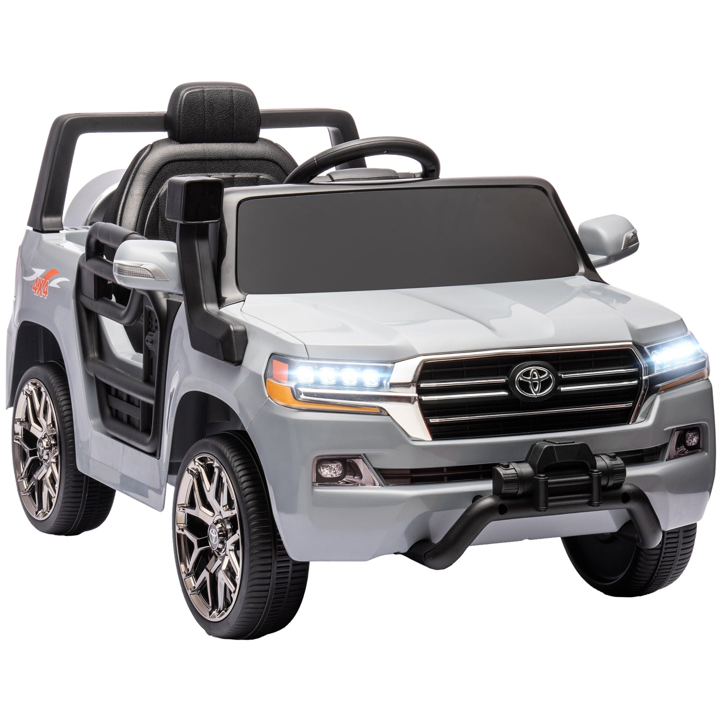 12V Toyota LAND CRUISER Licensed Kids Car w/ Remote Control, Four Wheel Spring Suspension, Soft Start, LED Light, Grey Electric Toy Cars   at Gallery Canada