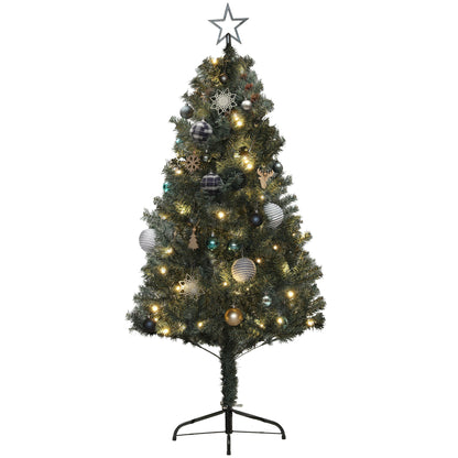 5ft Artificial Prelit Christmas Tree with 150 Warm White LED Lights, Pre Decorated Xmas Tree for Home Office Holiday Pre Lit Christmas Trees   at Gallery Canada