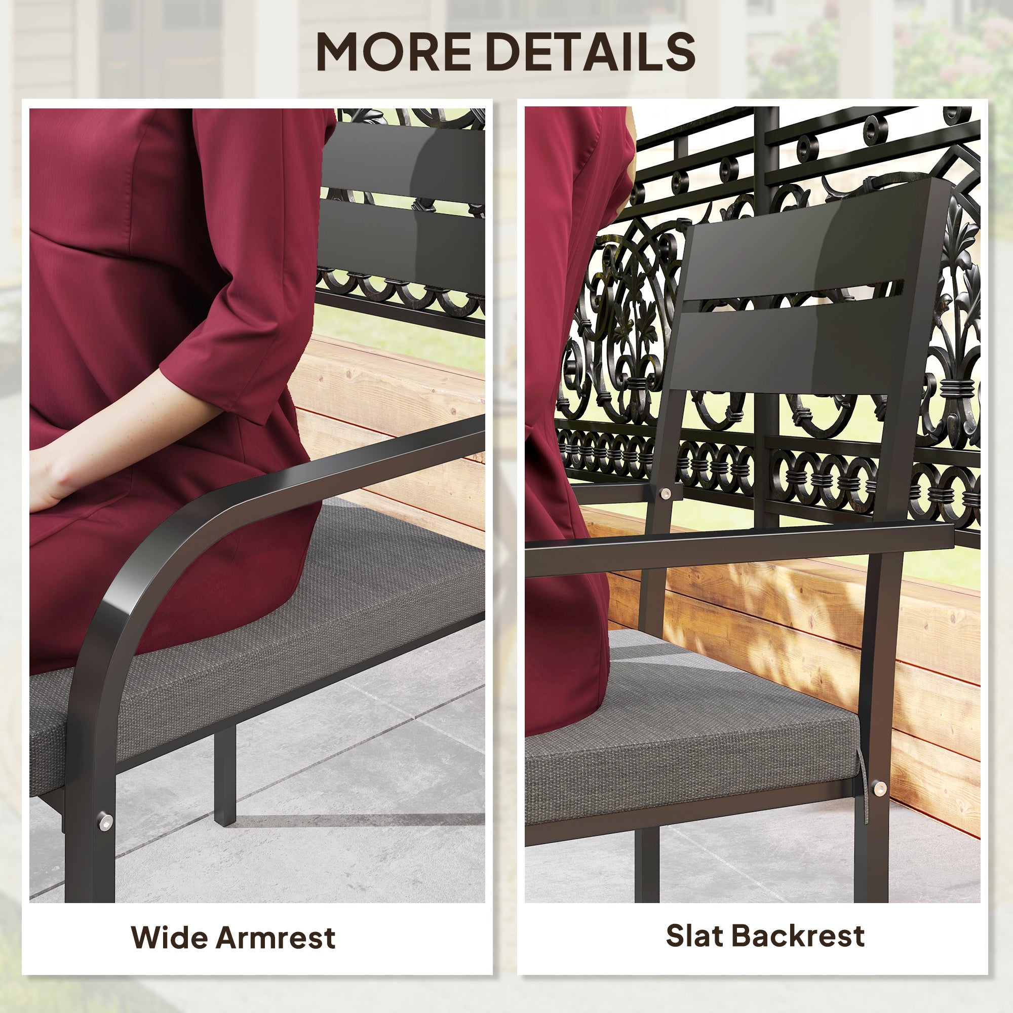 2 Piece Outdoor Dining Chairs with Aluminum Frame, Soft Cushion, for Deck, Garden, Balcony, Poolside, Grey Bistro Sets at Gallery Canada