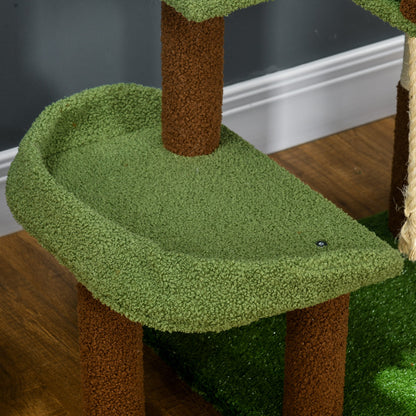 42" Cat Tree with Scratching Posts, Cat Tower for Indoor Cats with Bed, House, Toy, Forest Themed, Green Cat Towers   at Gallery Canada