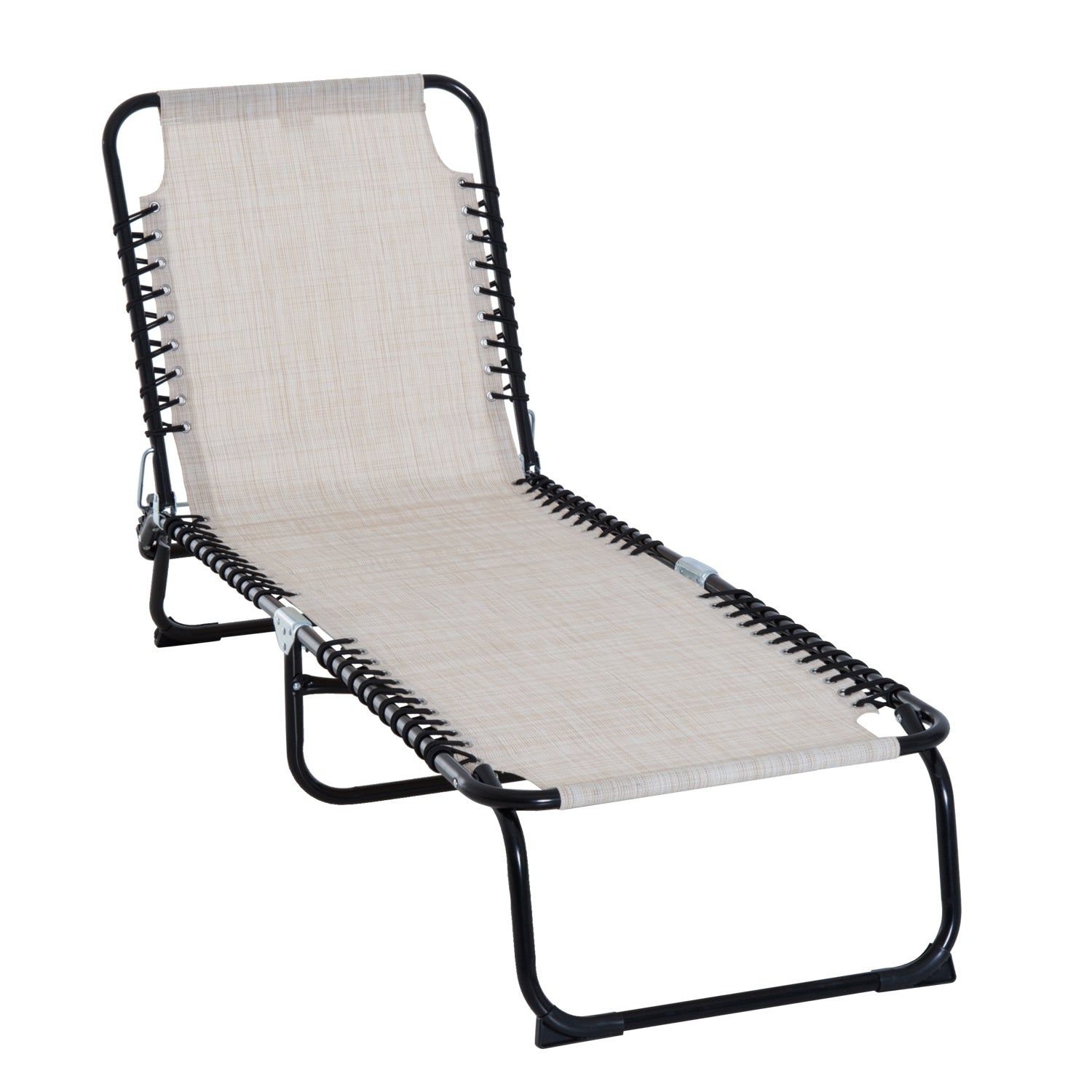 4-Level Adjustable Folding Outdoor Lounge Chair with Mesh for Beach, Beige Lounger Chairs   at Gallery Canada