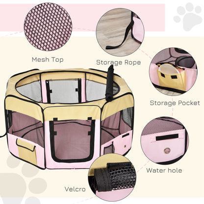 49-inch Large Exercise Puppy Pet Playpen Portable Dog Cat Pet Play Pen Pet Cage Tent Kennel Crate Pink Carry Bag Included Houses, Kennels & Pens   at Gallery Canada