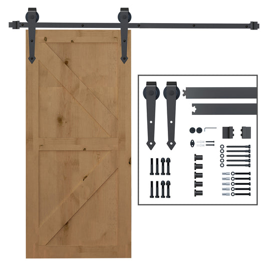 6.6FT Sliding Barn Door Track Kit, Heavy Duty Barn Door Hardware Kit, Fit 39" Wide Door Panel (J Shape Hanger), Brown Door Hardware   at Gallery Canada