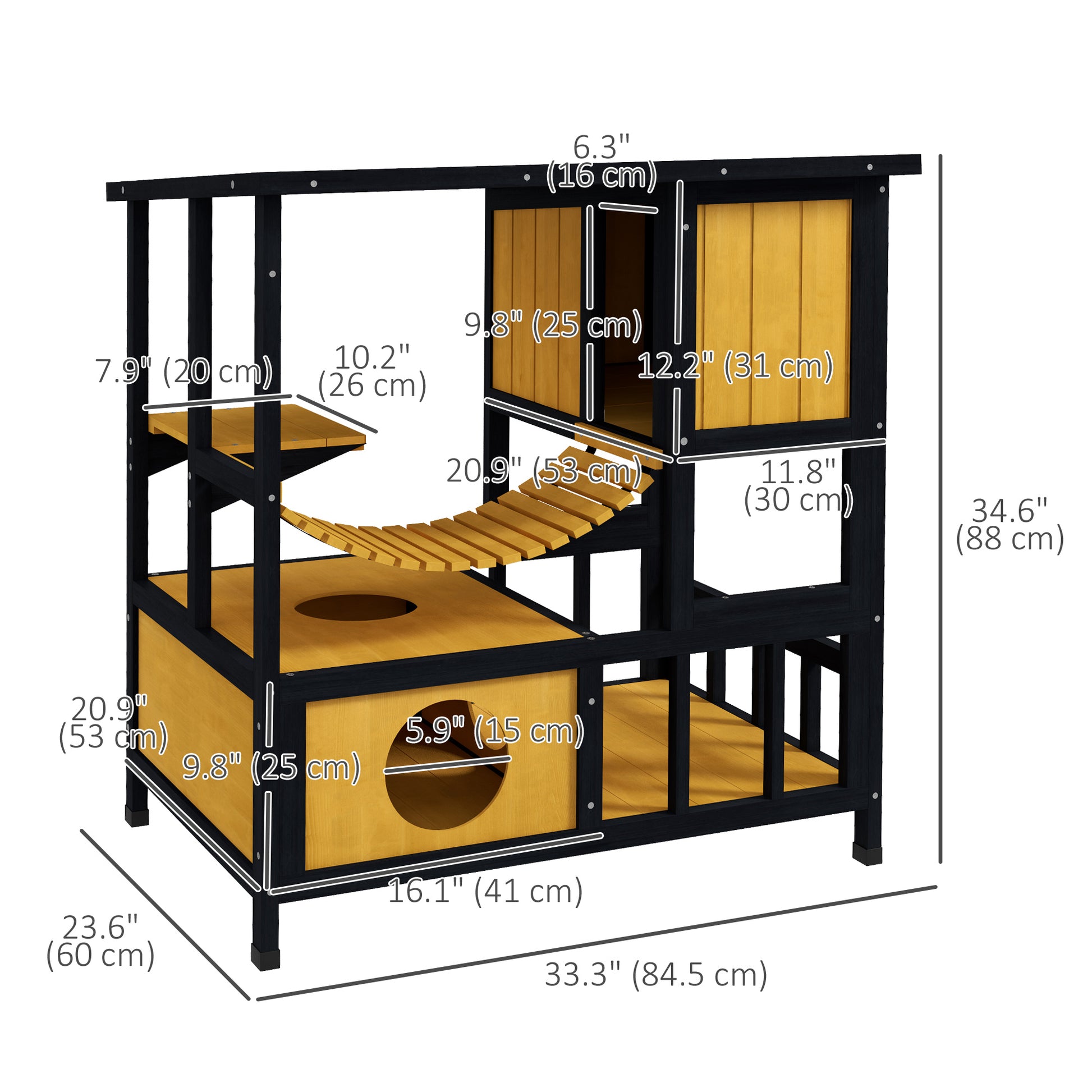 Outdoor Cat Enclosure for Patio with Suspension Bridge, Condos, Escape Doors, Jumping Platform, Water-Resistant Roof Cat Houses   at Gallery Canada