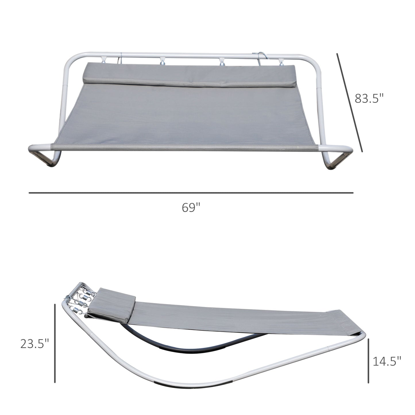 Double Rocking Sun Lounger Hammock Bed with Steel Frame and Headrest for Garden Beach and Pool 7'L x 5.7'W Lounger Chairs   at Gallery Canada