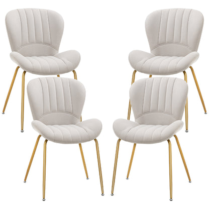 Dining Chairs Set of 4, Modern Accent Chair with Cushioned Backrest, Upholstery for Living Room, Cream White Dining Chairs   at Gallery Canada