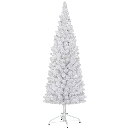 5ft White Christmas Tree, Flocked Pencil Christmas Tree with 246 Branch Tips and Metal Base for Home, Indoor, Holiday