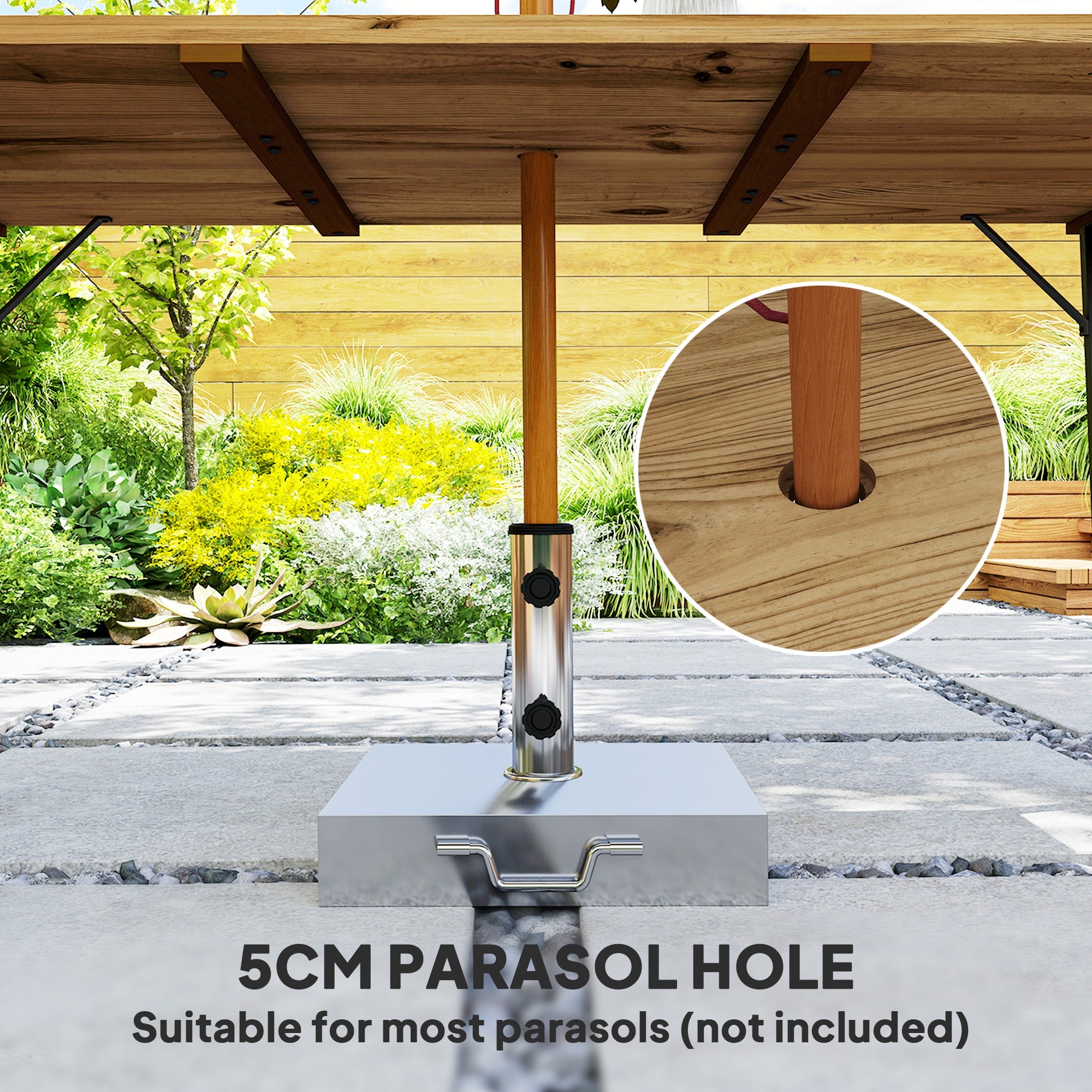 Wooden Outdoor Dining Table for 6 with 2