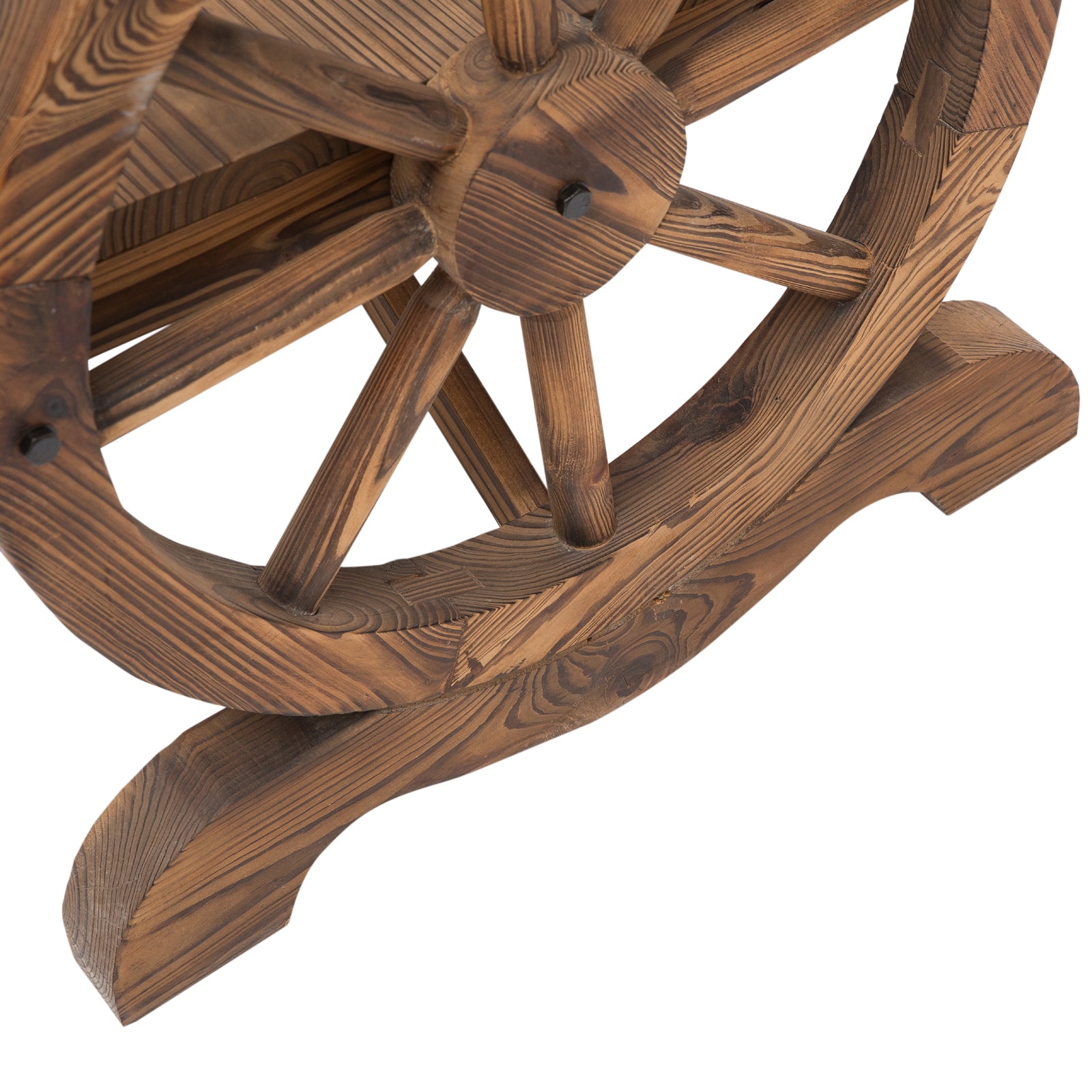 Wooden Wagon Wheel Bench Rustic Design 2 Seater Garden Outdoor Chair High Back Loveseat Outdoor Benches at Gallery Canada
