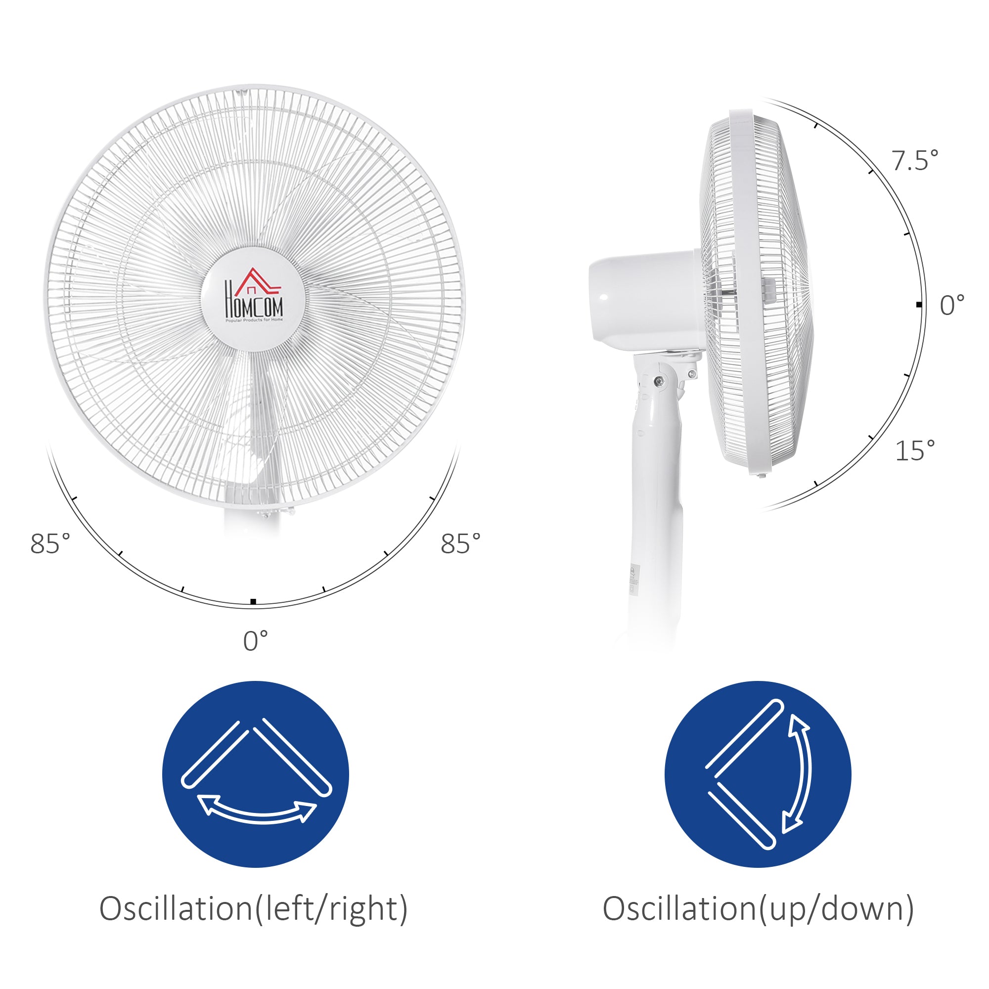 Standing Floor Fan with Remote Control, Stand Up Cooling Fan, Tall Pedestal Electric Fan for Home Bedroom, White Stand Fans   at Gallery Canada