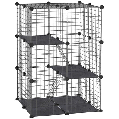 39 Pcs Small Animal Cage Bunny Hutch Portable Metal Wire with Ramps for Kitten Chinchilla, Black Houses & Habitats Black  at Gallery Canada