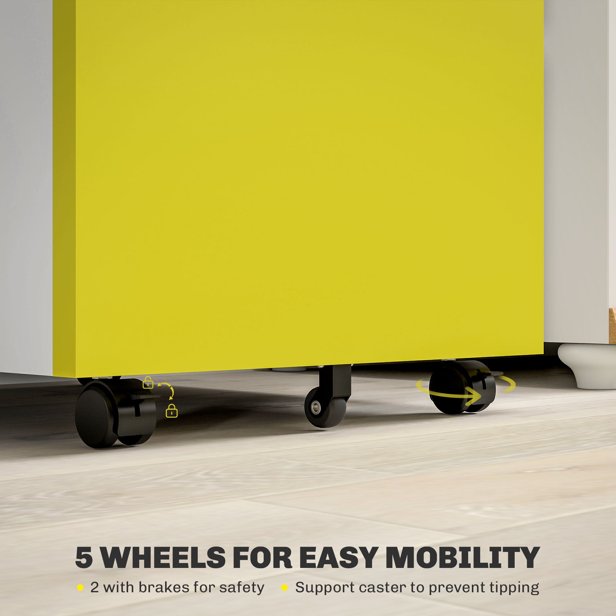 3 Drawer Filing Cabinet, Lockable Office Storage Cabinet on Wheels for Legal, Letter, A4 Files, Yellow Office Cabinets & Cupboards at Gallery Canada
