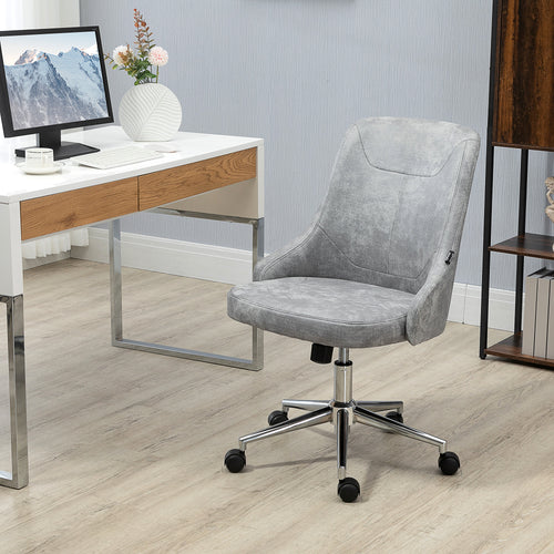 Mid-Back Home Office Chair, Height Adjustable Task Chair with 360 Degree Swivel, Light Grey