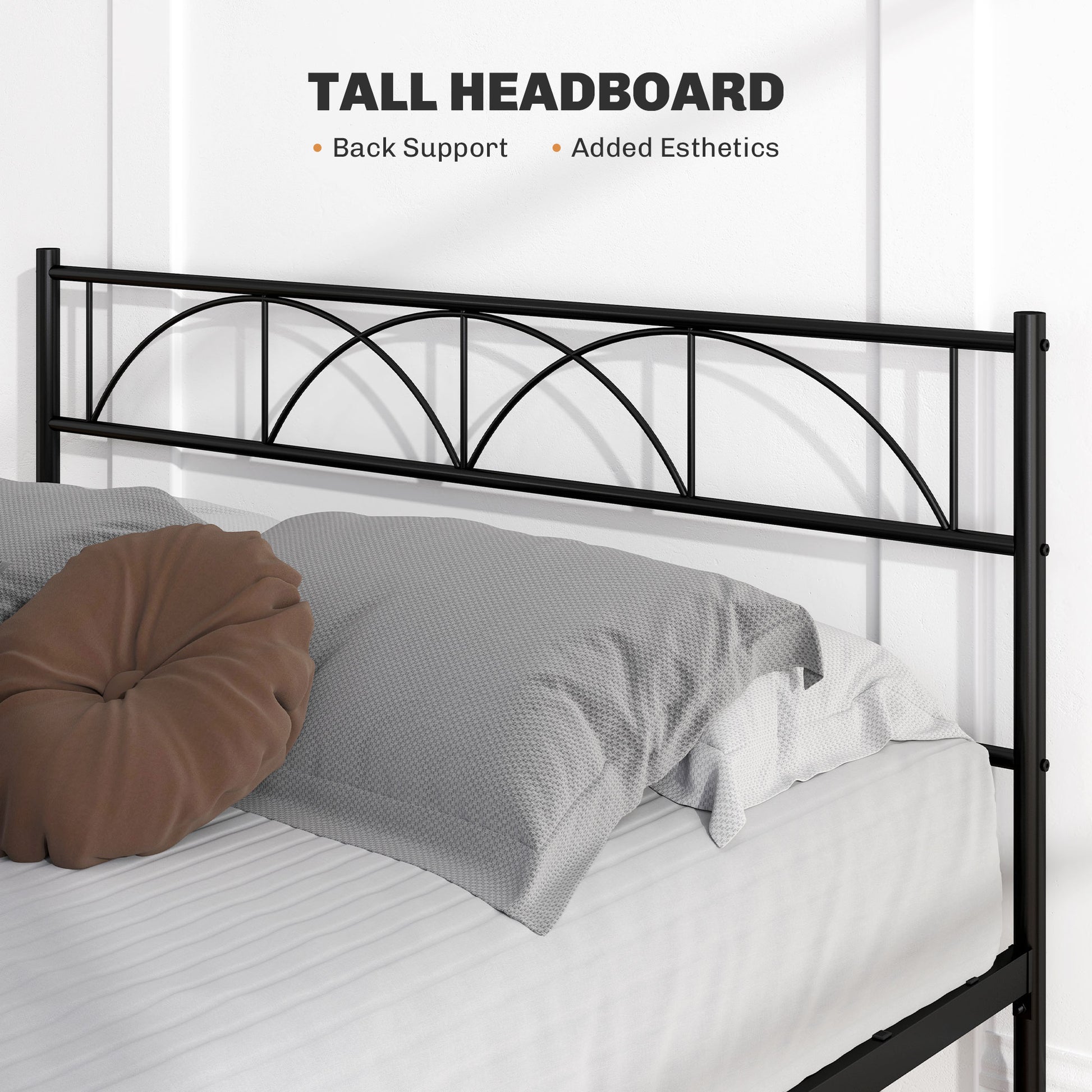 Metal Full Platform Bed Frame with Headboard, Steel Slat Support, Underbed Storage, No Box Spring Needed, Easy Assembly Bedroom Furniture   at Gallery Canada