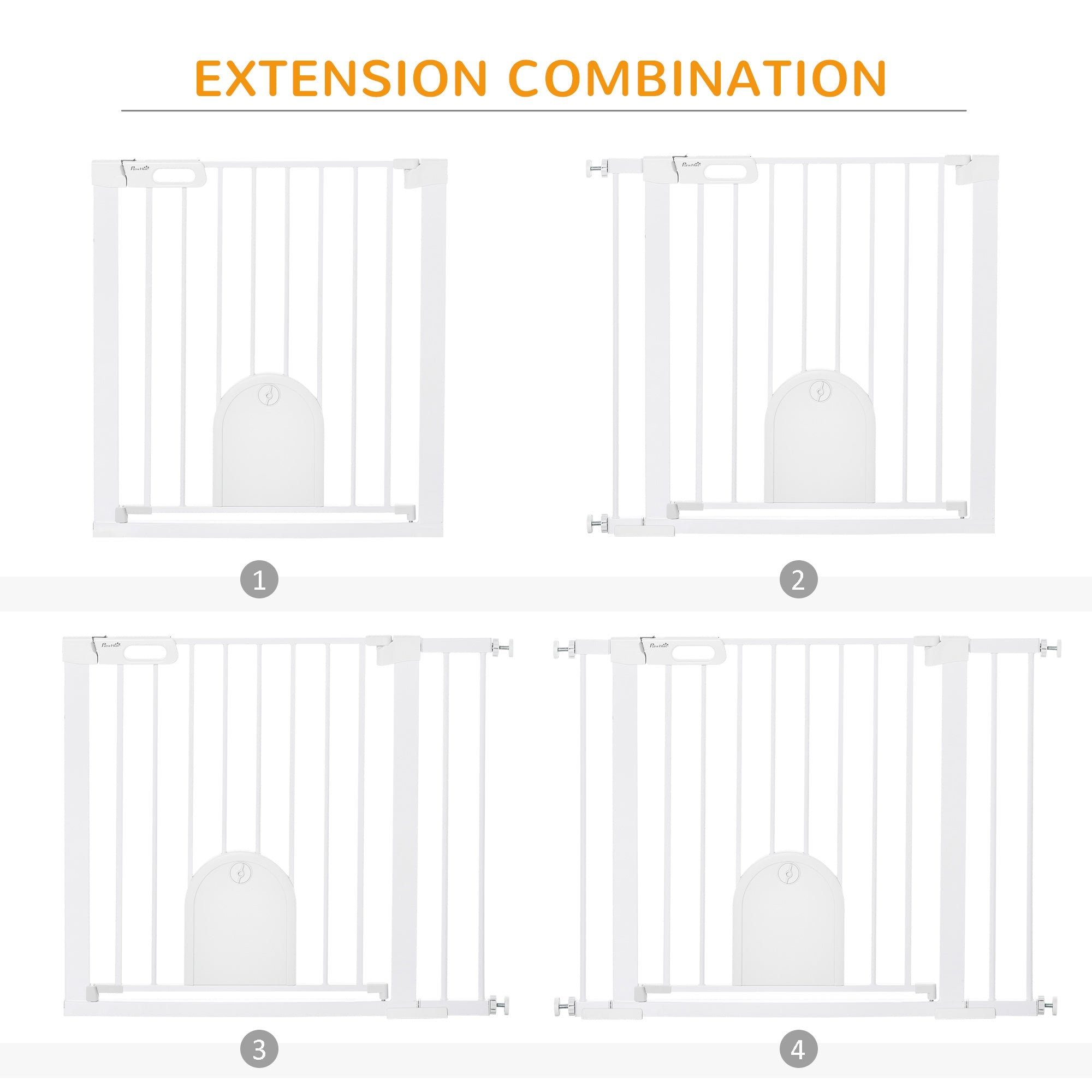 Extra Wide Pet Gate with Cat Door, Auto Close, Double Locking, White Houses, Kennels & Pens   at Gallery Canada