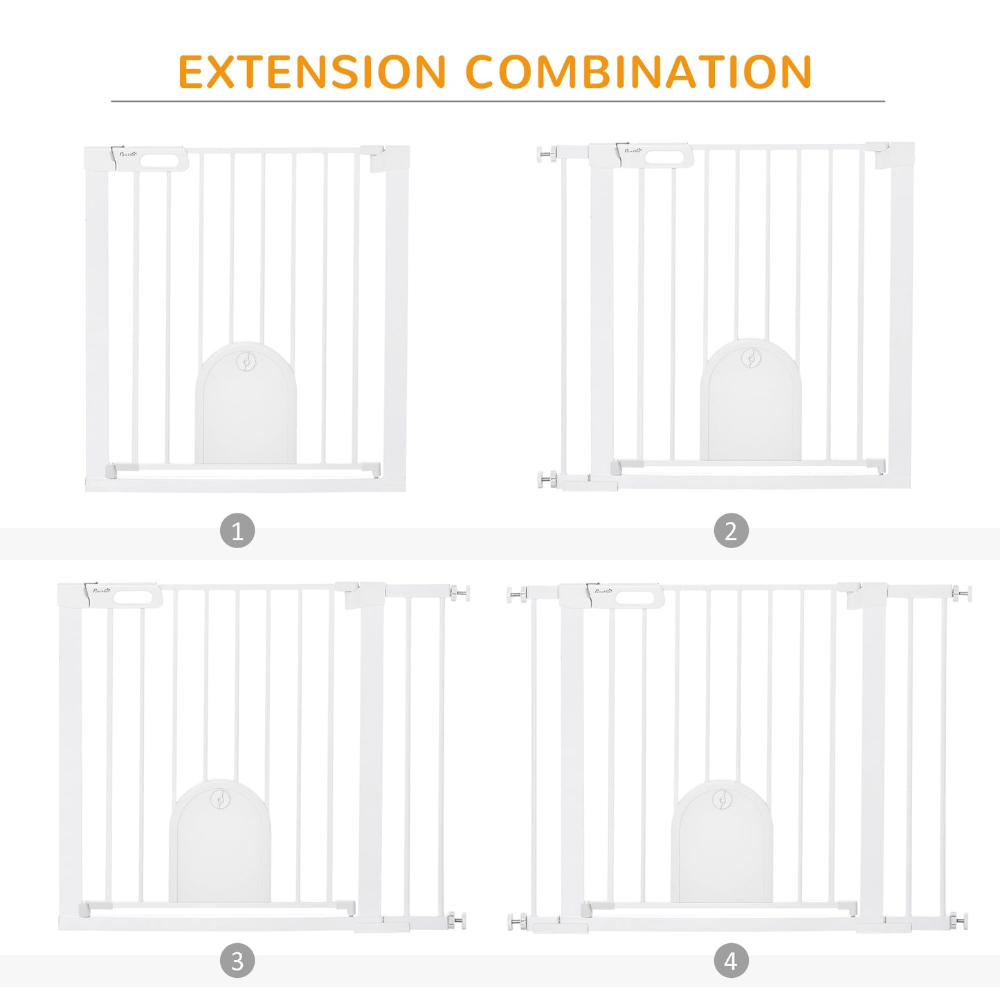 Extra Wide Pet Gate with Cat Door, Auto Close, Double Locking, White Houses, Kennels & Pens   at Gallery Canada