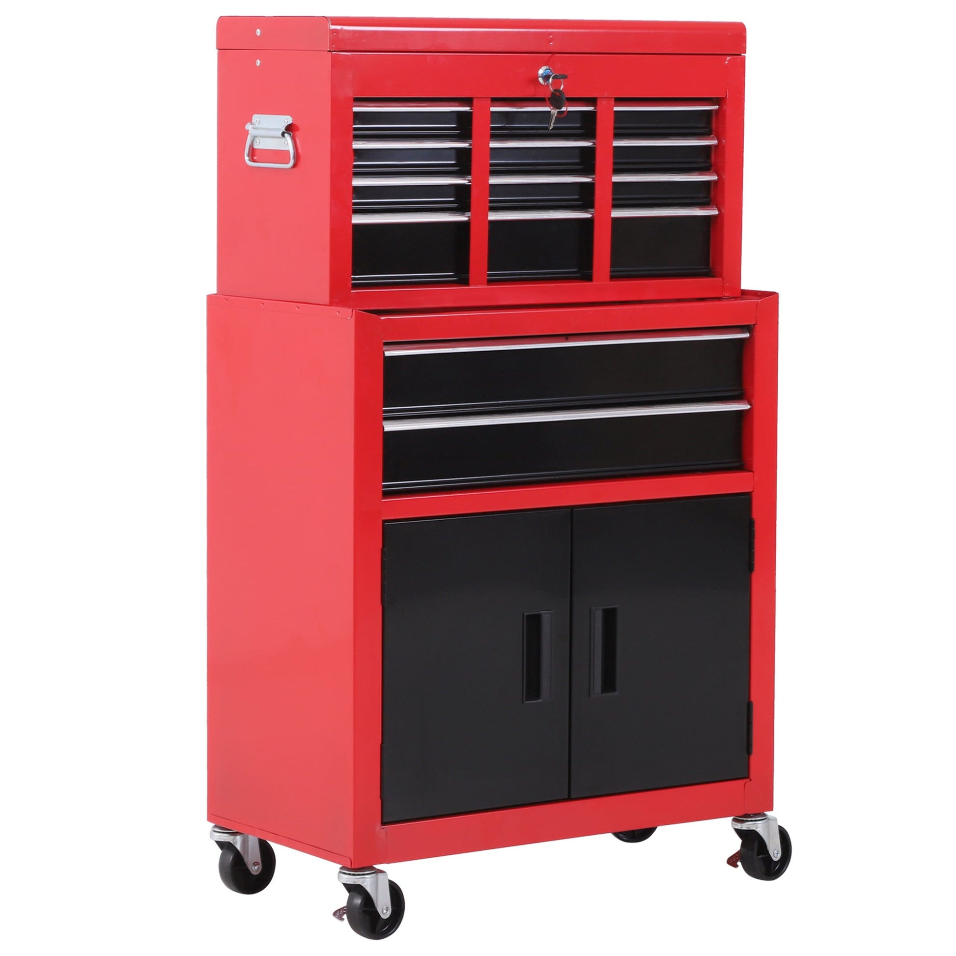 6-Drawer Rolling Tool Chest with Wheels, Lockable Mobile Toolbox, Red Tool Organizers Red  at Gallery Canada