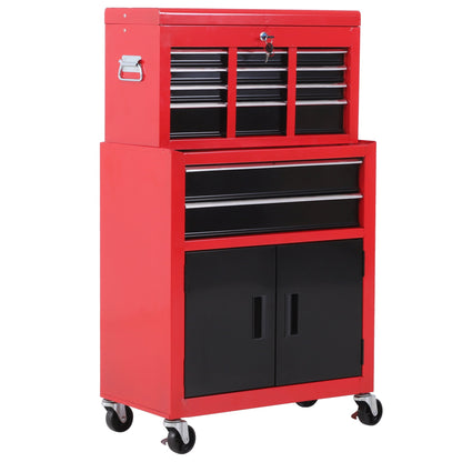 6-Drawer Rolling Tool Chest with Wheels, Lockable Mobile Toolbox, Red Tool Organizers Red  at Gallery Canada