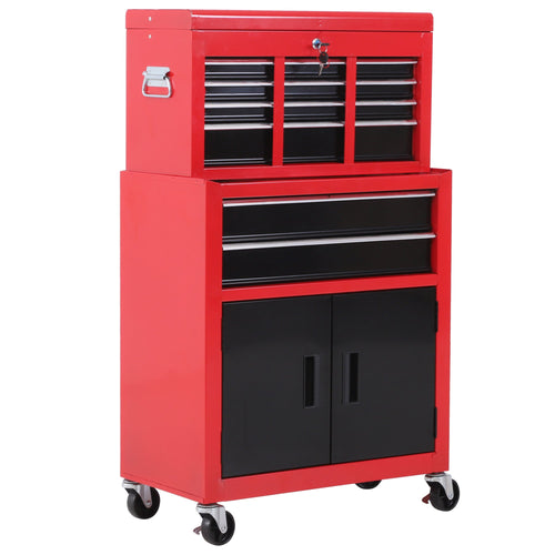 6-Drawer Rolling Tool Chest with Wheels, Lockable Mobile Toolbox, Red