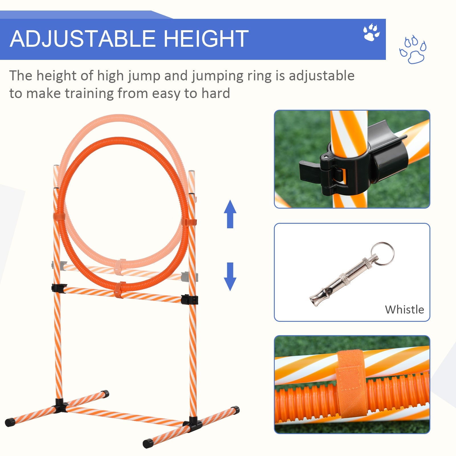 Portable 4PC Dog Agility Training Set with Adjustable Hurdles and Jump Ring, Orange Dog Agility Training Equipment   at Gallery Canada