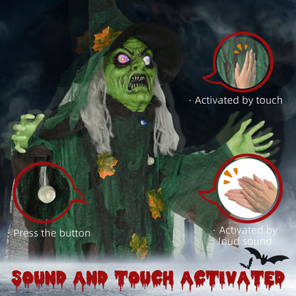 Life-Size 6ft Animated Witch Halloween Decoration with Sound and Motion, Multi Colour Halloween Decorations   at Gallery Canada