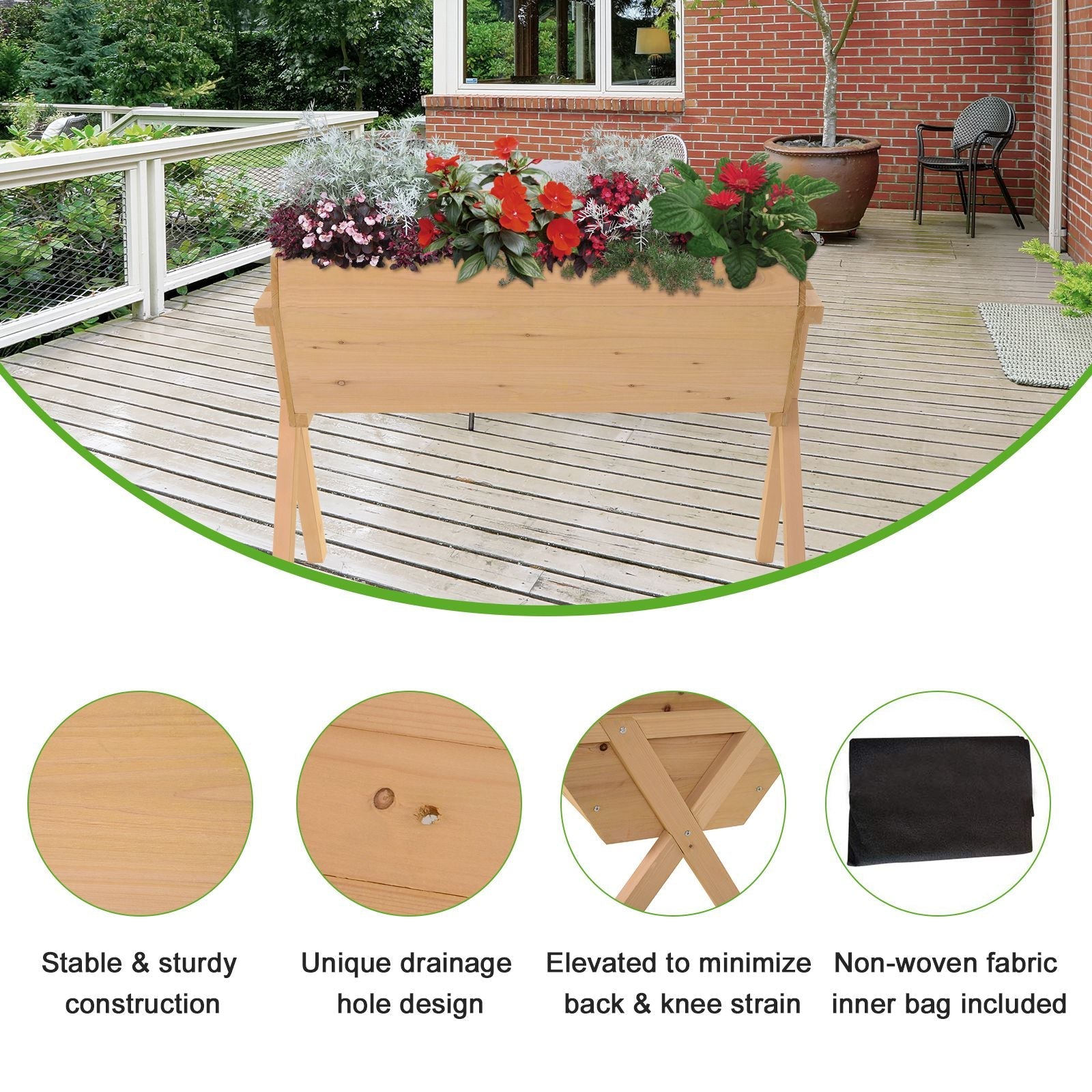 39'' x 28'' Raised Garden Bed with Legs, Elevated Wooden Planter Box with Bed Liner for Vegetables, Flowers Herbs, Backyard Patio Balcony Use Elevated Garden Beds   at Gallery Canada