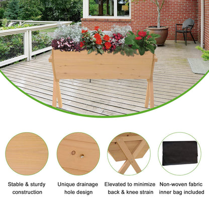 39'' x 28'' Raised Garden Bed with Legs, Elevated Wooden Planter Box with Bed Liner for Vegetables, Flowers Herbs, Backyard Patio Balcony Use - Gallery Canada