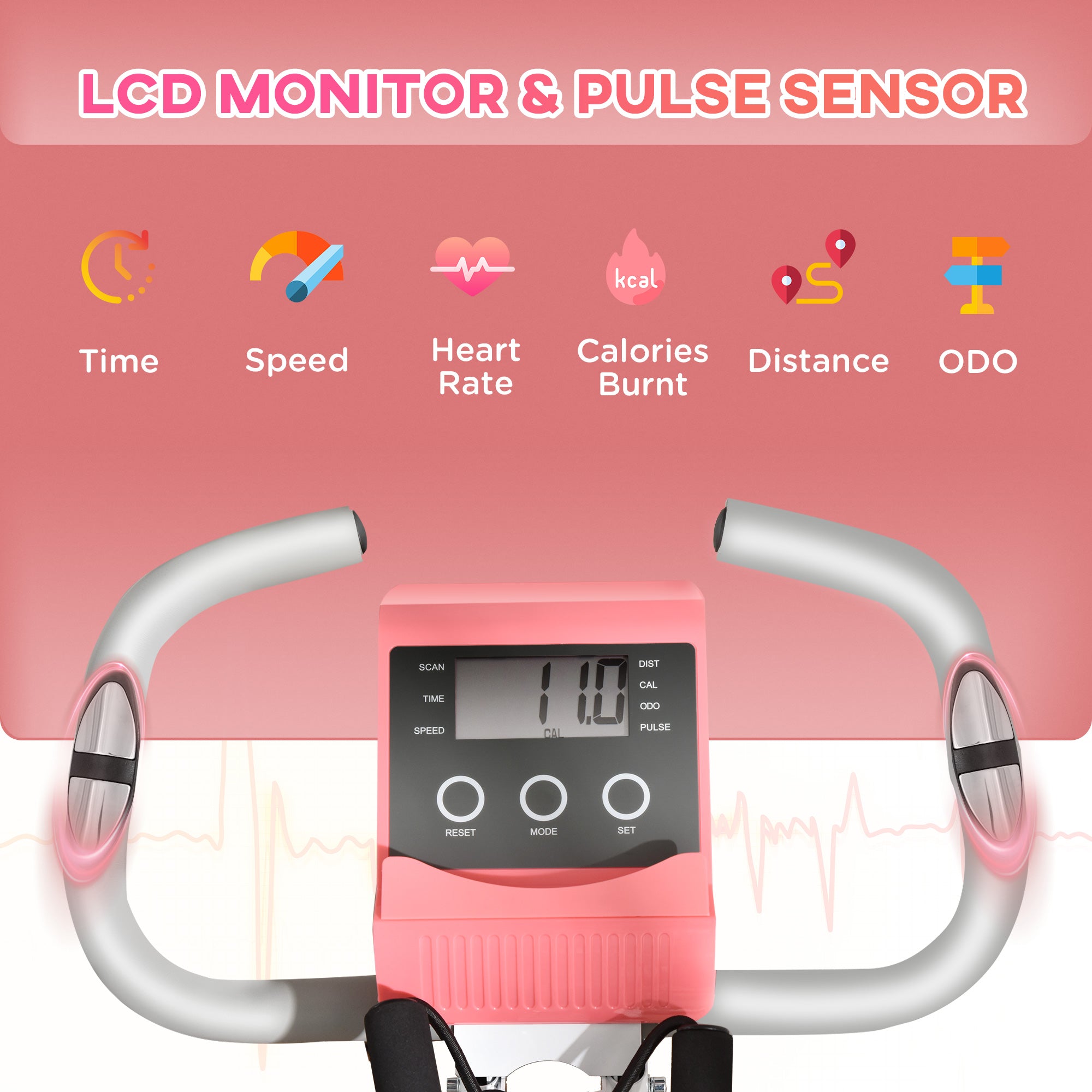 3 in 1 Folding Exercise Bike, Foldable Stationary Bike with 8-Level Magnetic Resistance, Adjustable Seat, Pink Exercise & Stationary Bikes at Gallery Canada