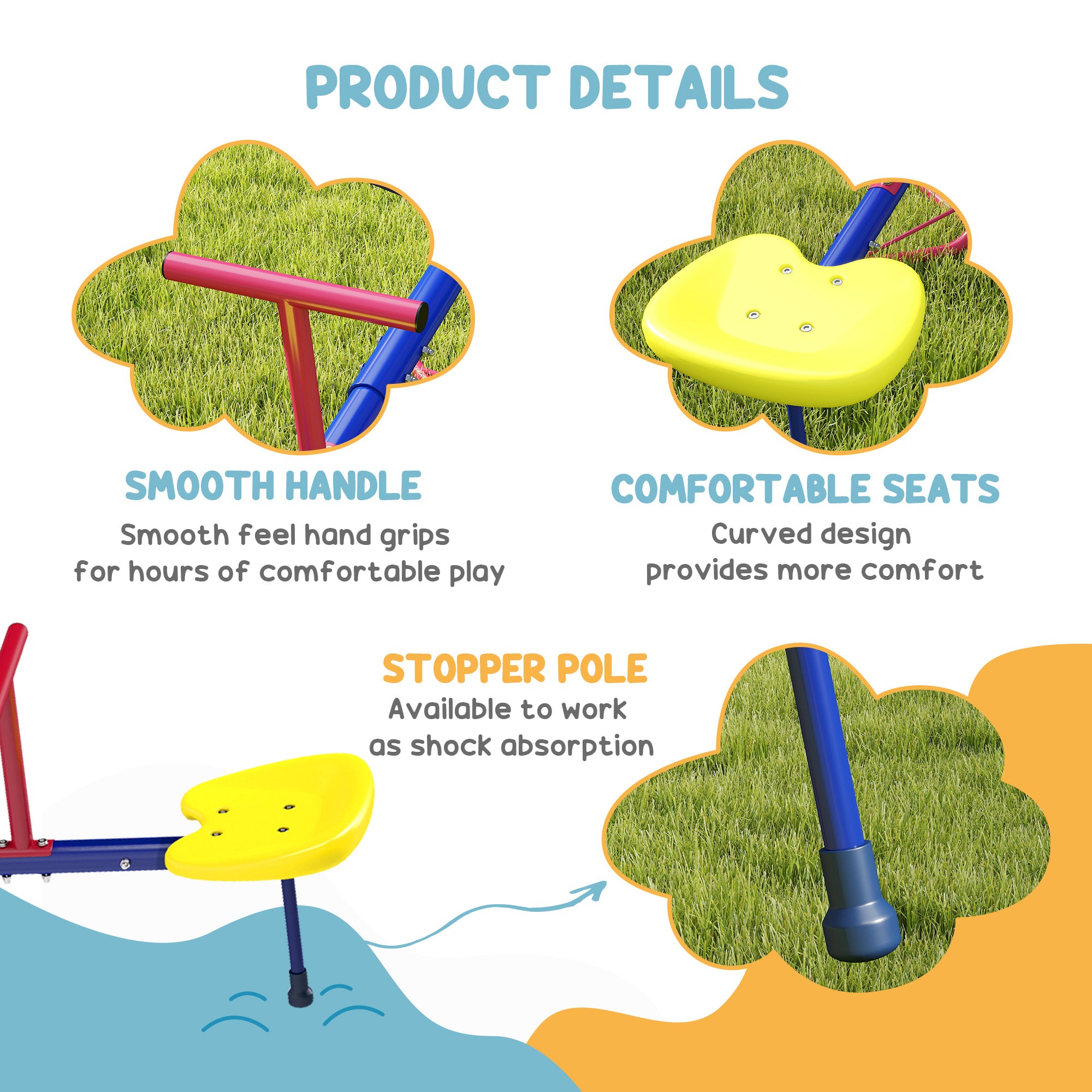 Kids Metal Seesaw Teeter Totter Children's Playground Equipment for Garden Outdoor Indoor Swing, 4 Seats Gym Sets & Swings at Gallery Canada