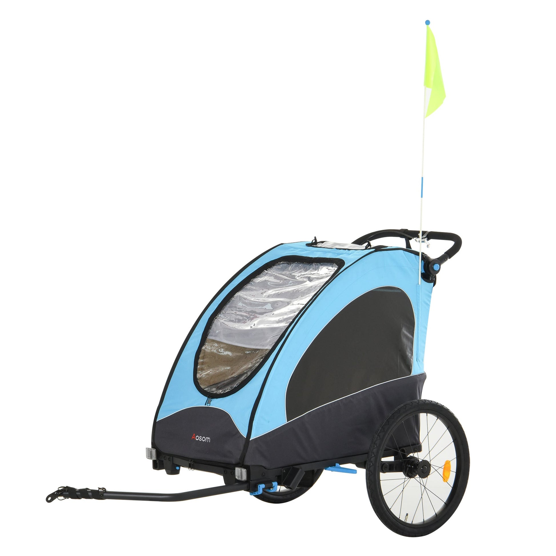 3-in-1 Foldable Child Bike Trailer Jogger Pushcar with Shock Absorbers, Blue Kids Bike Trailers   at Gallery Canada