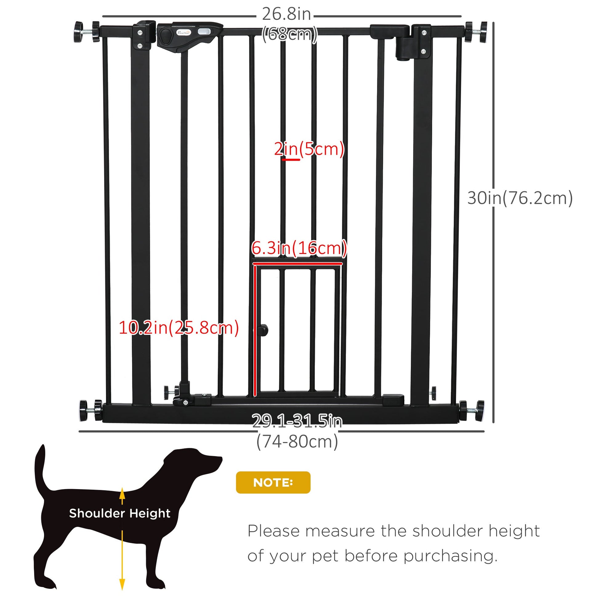 Retractable Gate Extra Wide Press-Mounted with Cat Door, Auto Closing Pet Gate for Stair, Hallway, 29-32 Inch Houses, Kennels & Pens   at Gallery Canada