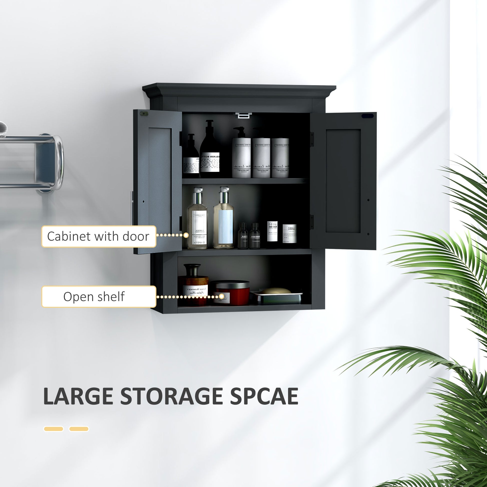 Bathroom Wall Cabinet, Medicine Cabinet, Toilet Storage Cabinet with Shelf for Living Room and Entryway, Black Bathroom Cabinets   at Gallery Canada