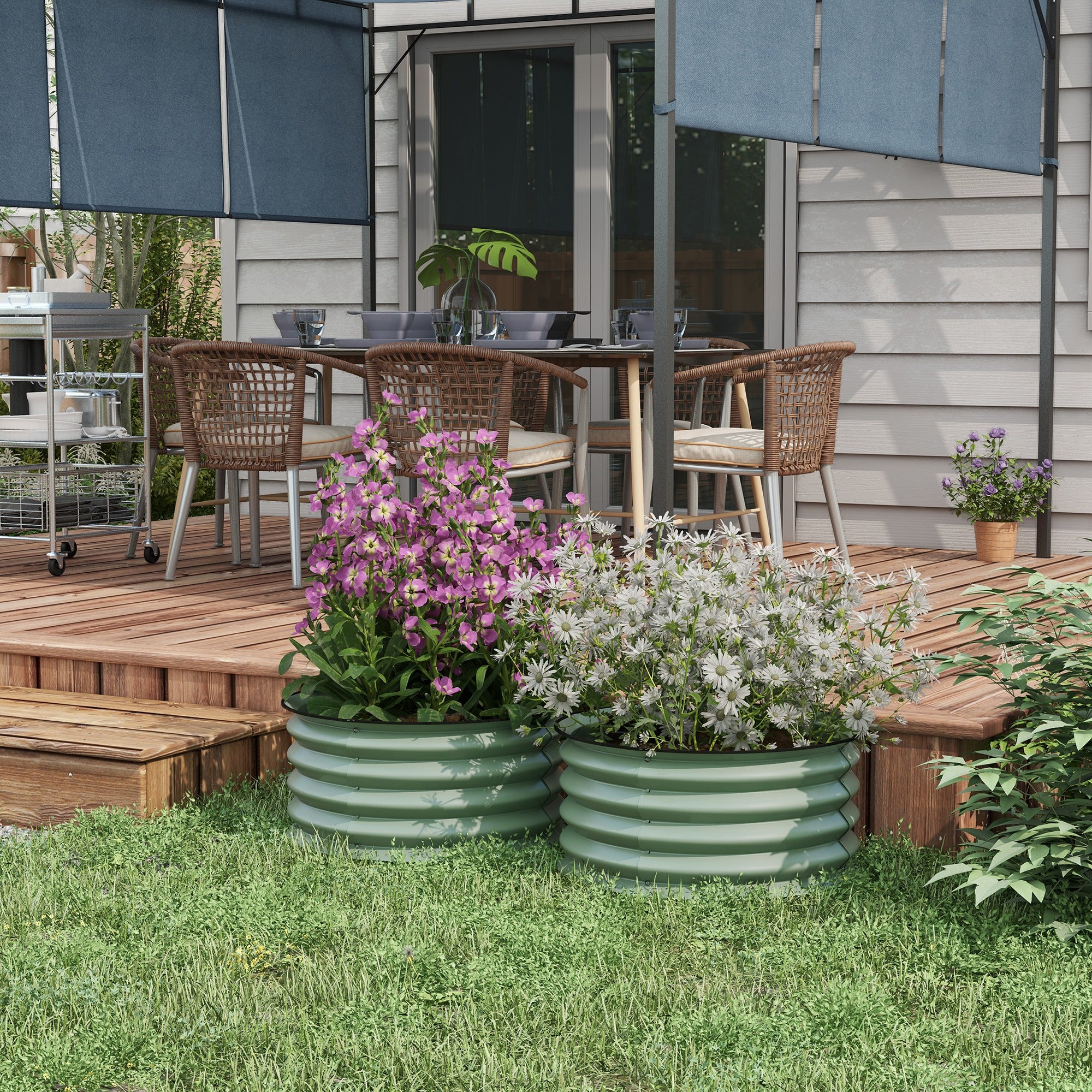 Set of 2 Raised Garden Bed, Metal Planter Box with Safety Edging, Easy-to-assemble Stock Tank, Green Raised Garden Beds at Gallery Canada