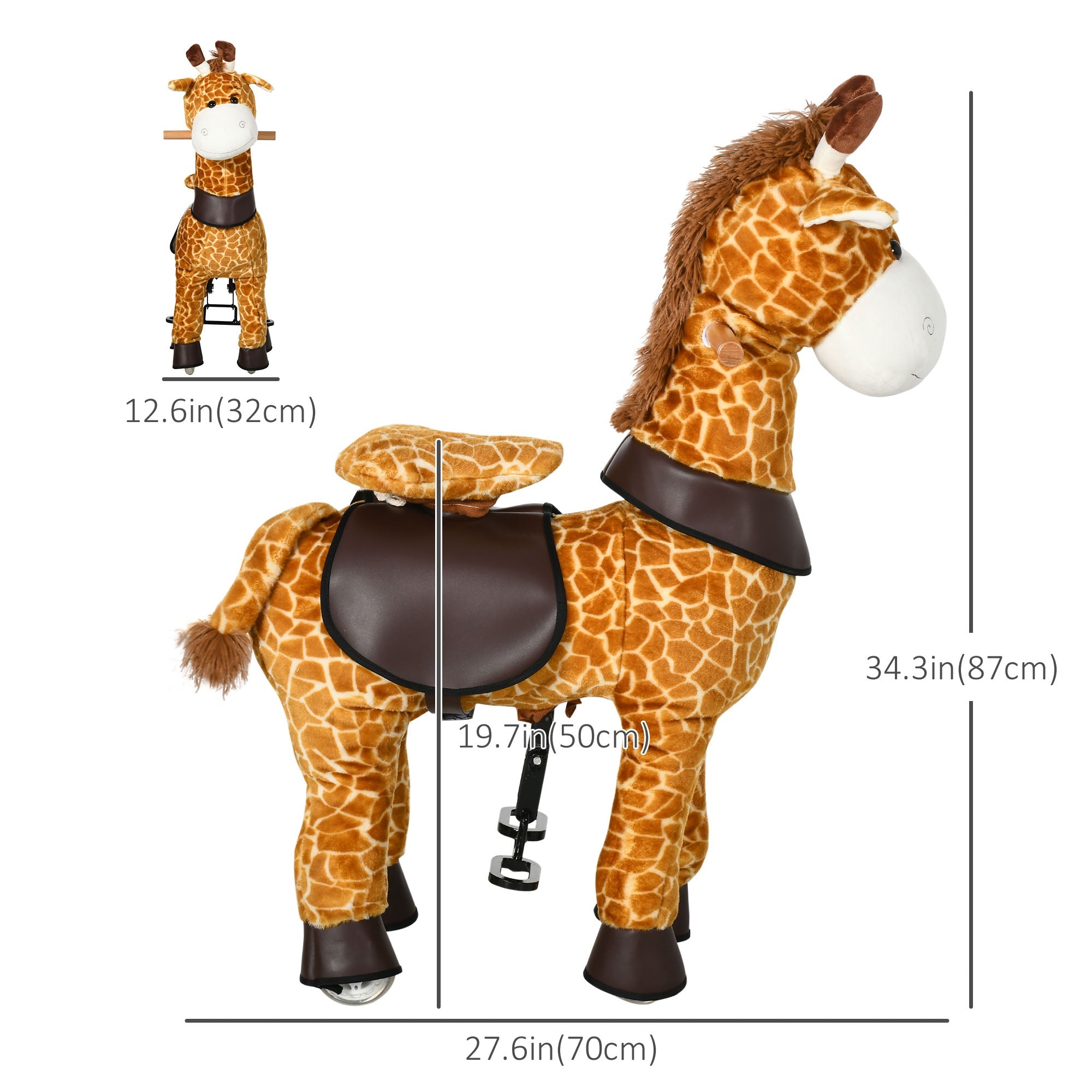 Ride On Horse Walking Horse Mechanical Rocking Horse Riding Pony Toy with Wheels Gift for 3-6 Years Girls Boys, Giraffe Rocking Horses   at Gallery Canada