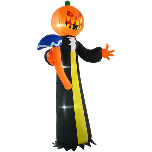 10ft Halloween Inflatable Pumpkin Head Ghost with Hammer, Built-in LED Lights for Yard, Lawn Decoration Halloween Decorations   at Gallery Canada