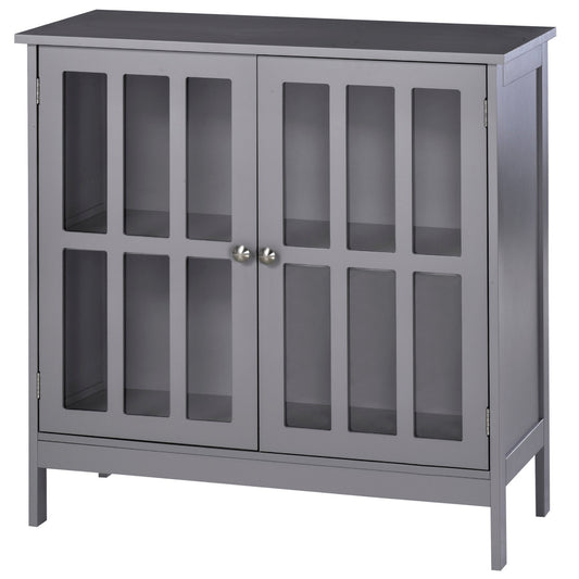 Storage Sideboard Cabinet Buffet Credenza with 2 Transparent Doors Dining Cupboard for Multifunction in Kitchen, Hallway, Grey Bar Cabinets Grey  at Gallery Canada