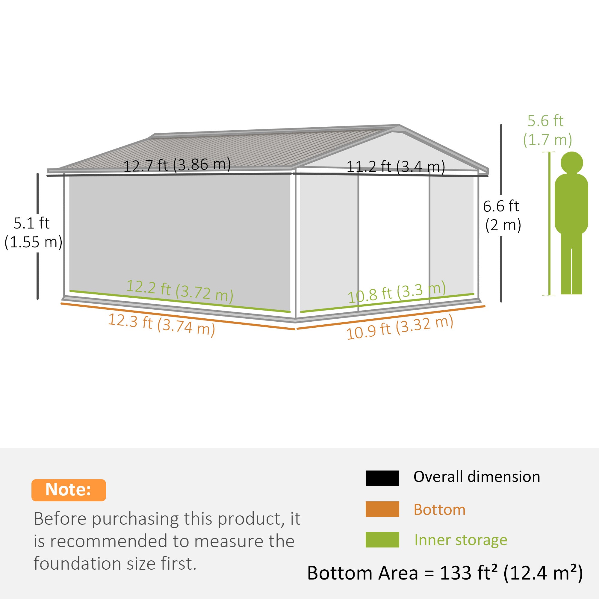 11' x 13' Garden Storage Shed w/ Foundation Kit Metal Tool Storage House w/ Double Doors, Brown Sheds at Gallery Canada