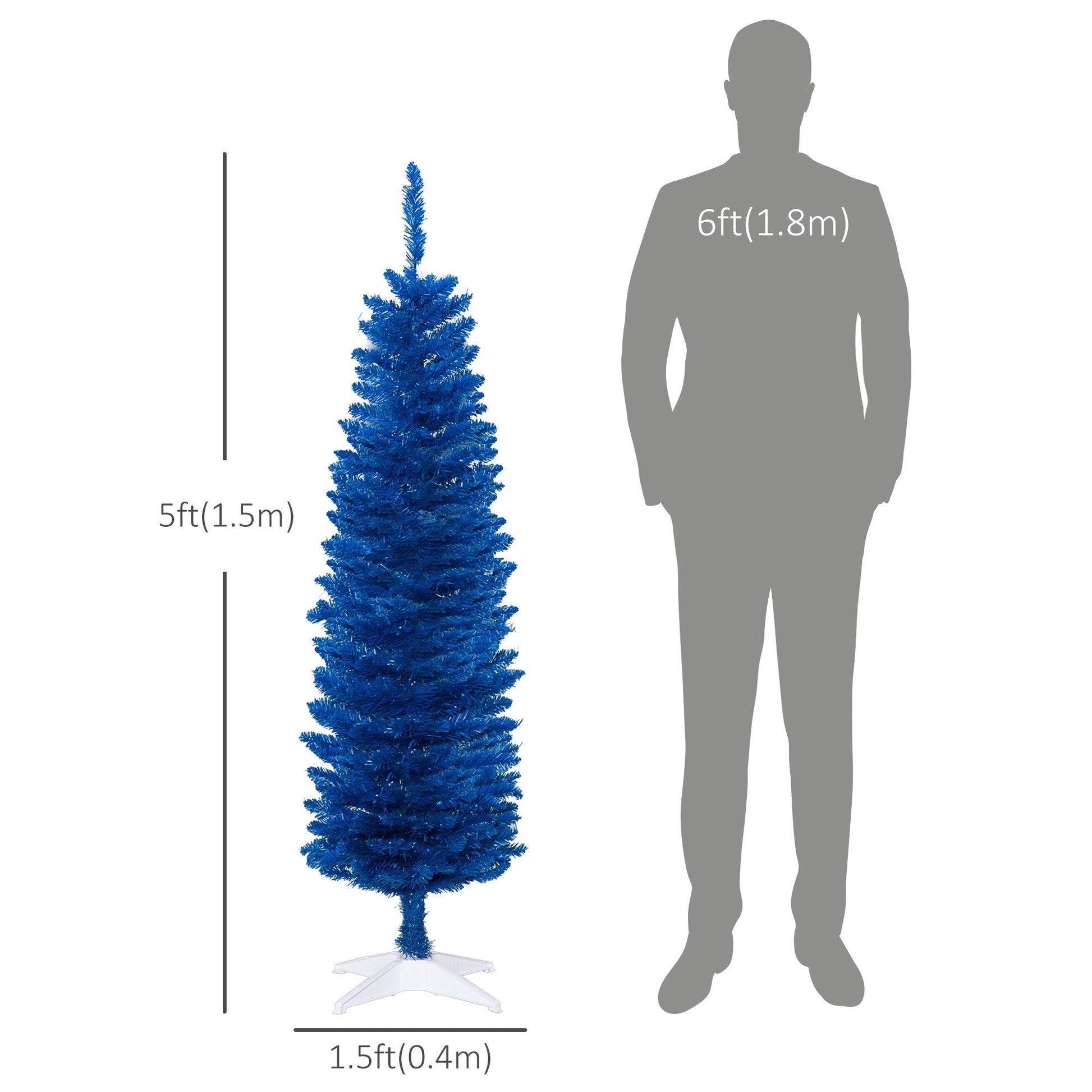 5ft Pencil Christmas Trees, Artificial Christmas Tree for Xmas Holiday Decor, Deep Blue Pencil Christmas Trees   at Gallery Canada