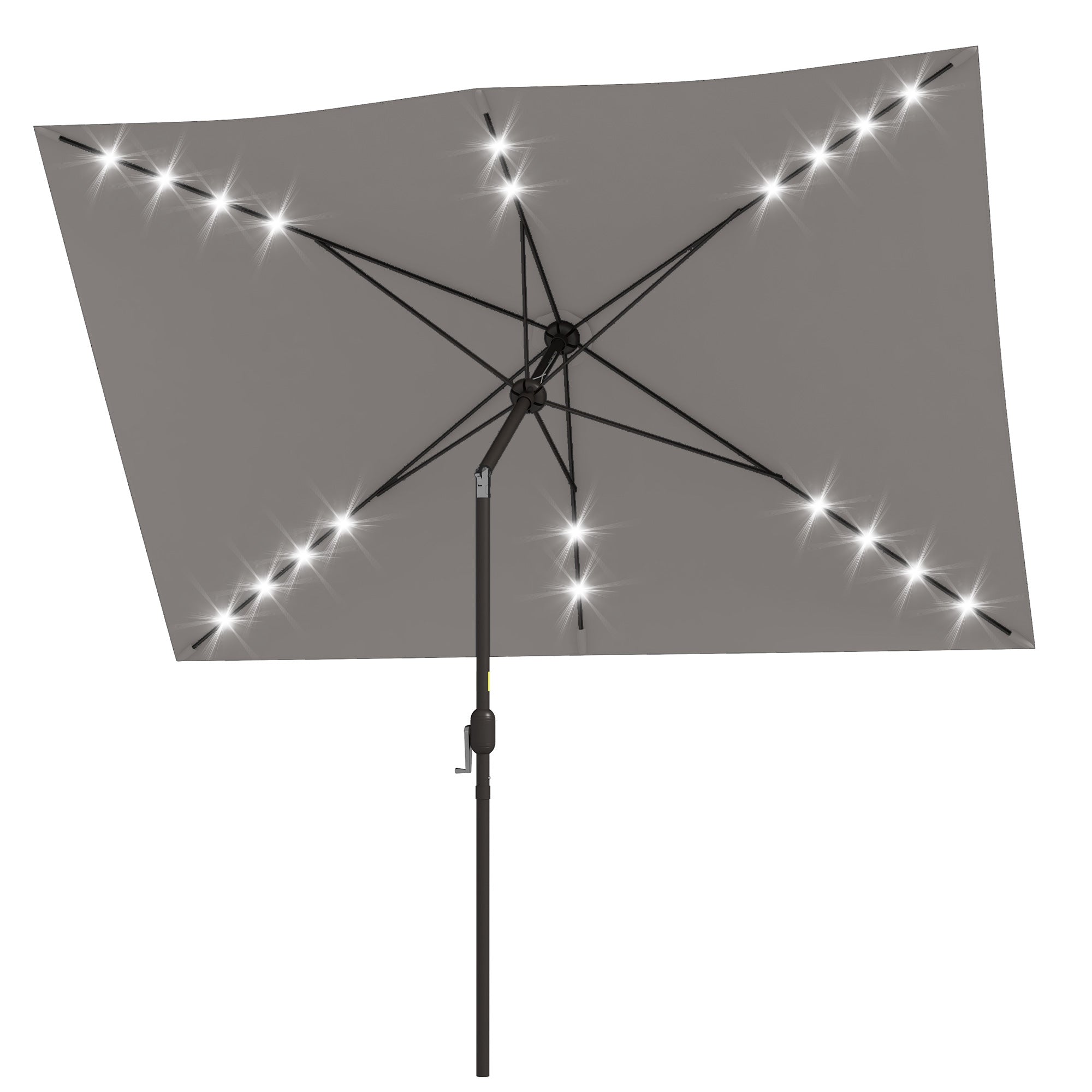 6.5x10ft Patio Umbrella Tilt Aluminum Outdoor Market Parasol with Solar Powered LEDs, Crank - Light Grey Sun Umbrellas at Gallery Canada