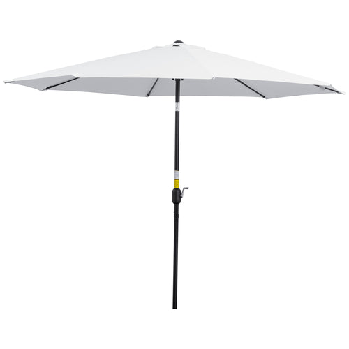 10' x 8' Patio Umbrella, Round Market Umbrella with Crank Handle and Tilt, Outdoor Parasol for Garden, Bench, White