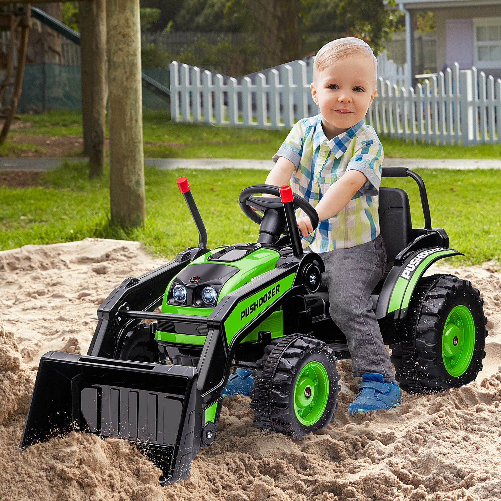 Kids Tractor 6V Battery Powered Digger Ride On Excavator Music Headlight Moving Forward Backward Green Kids Ride On Excavators   at Gallery Canada