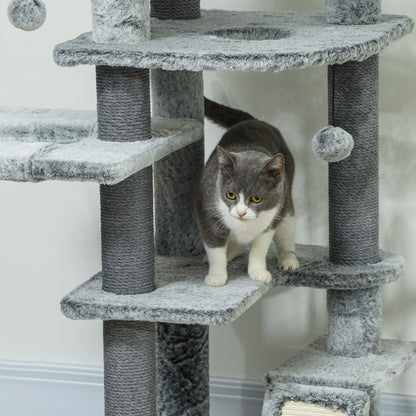 89" -100" Adjustable Height Floor to Ceiling Cat Tree, Multi Levels Cat Climbing Tower with Scratching Posts Floor to Ceiling Cat Trees   at Gallery Canada