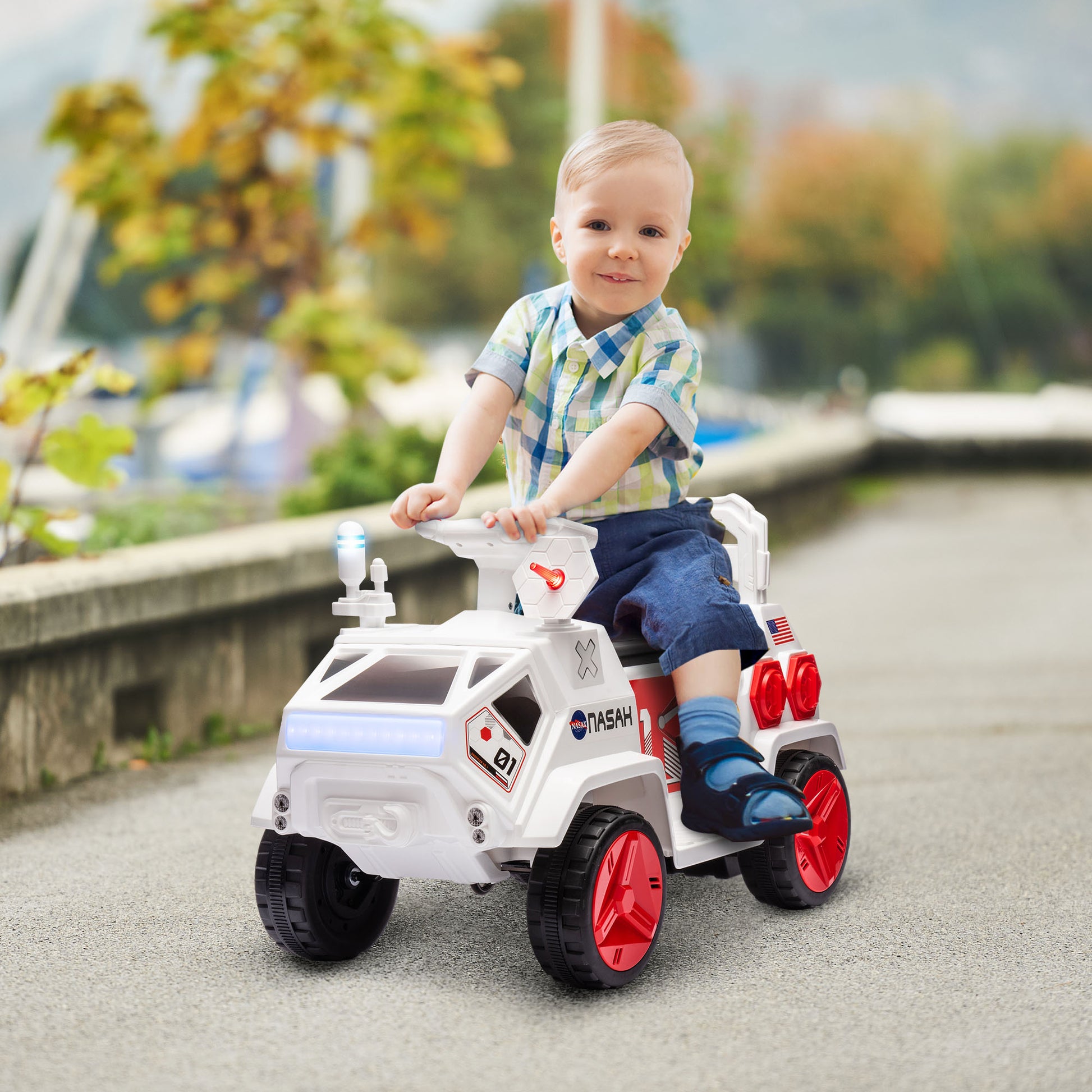 6V Mars Rover Electric Car for Kids with Sci-Fi Sounds, Lights, MP3, for Ages 3-5, White Electric Toy Cars Multi Colour  at Gallery Canada