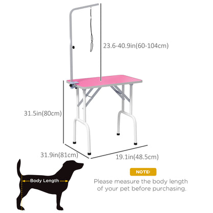 Foldable Pet Grooming Table for Dogs Cats with Adjustable Arm, Non-slip Surface, Pink Dog Grooming Tables   at Gallery Canada